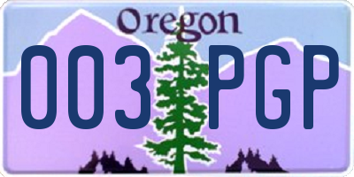 OR license plate 003PGP