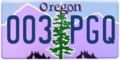OR license plate 003PGQ
