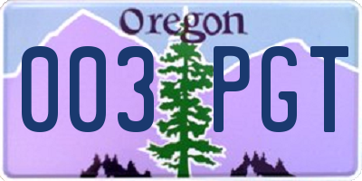 OR license plate 003PGT