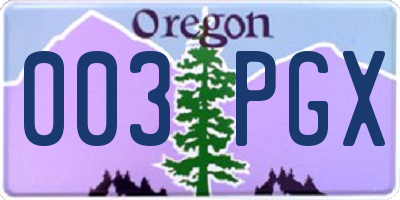 OR license plate 003PGX