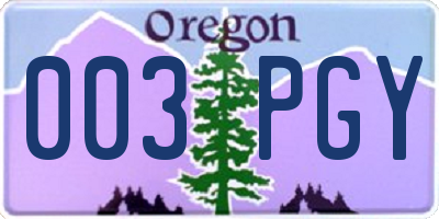OR license plate 003PGY