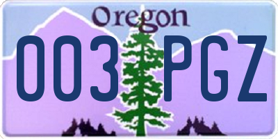 OR license plate 003PGZ