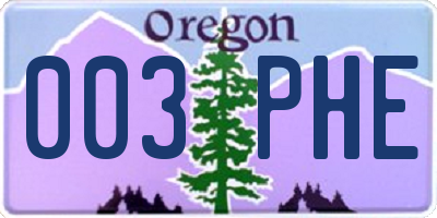 OR license plate 003PHE