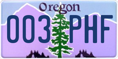OR license plate 003PHF