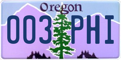 OR license plate 003PHI