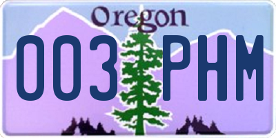 OR license plate 003PHM