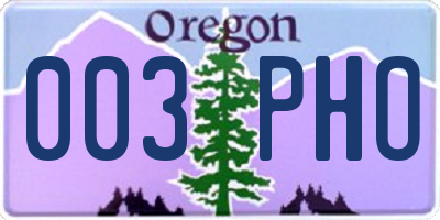 OR license plate 003PHO