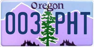OR license plate 003PHT