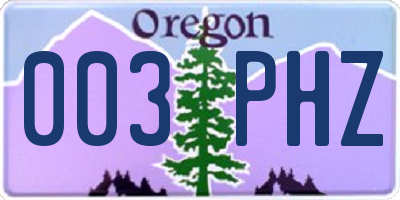 OR license plate 003PHZ
