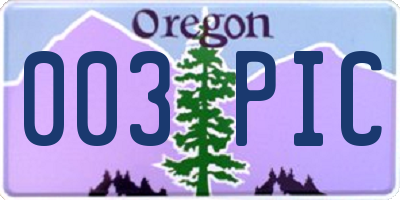 OR license plate 003PIC