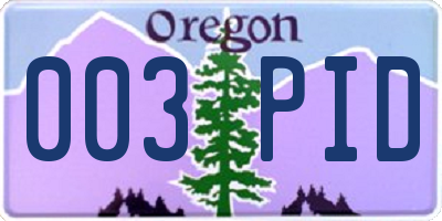 OR license plate 003PID