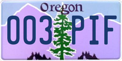 OR license plate 003PIF