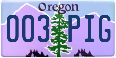 OR license plate 003PIG