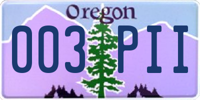 OR license plate 003PII
