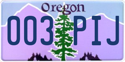 OR license plate 003PIJ