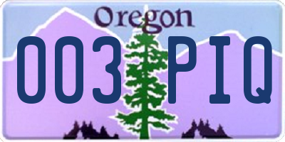 OR license plate 003PIQ