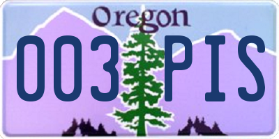 OR license plate 003PIS