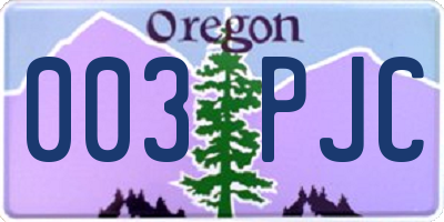 OR license plate 003PJC
