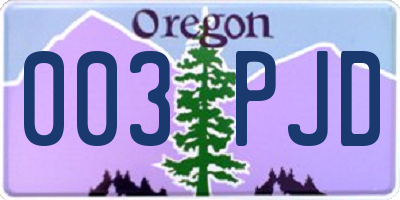 OR license plate 003PJD