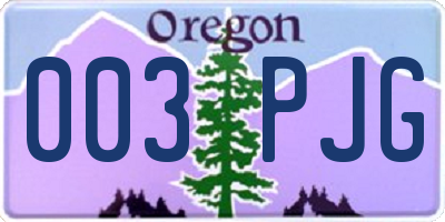 OR license plate 003PJG