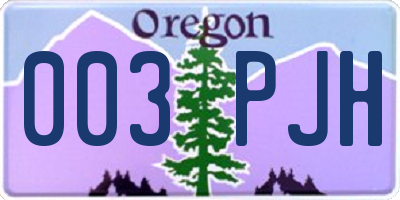 OR license plate 003PJH