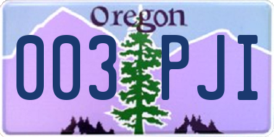 OR license plate 003PJI