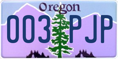 OR license plate 003PJP