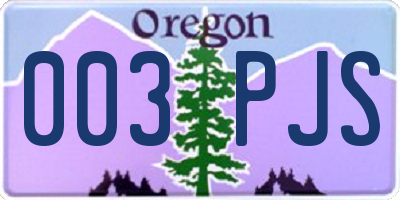 OR license plate 003PJS