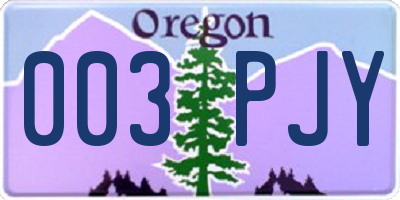 OR license plate 003PJY