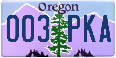 OR license plate 003PKA