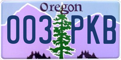 OR license plate 003PKB