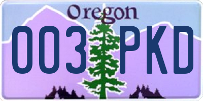 OR license plate 003PKD