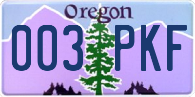 OR license plate 003PKF