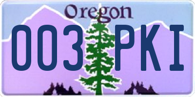 OR license plate 003PKI