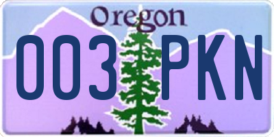 OR license plate 003PKN