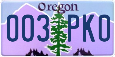 OR license plate 003PKO