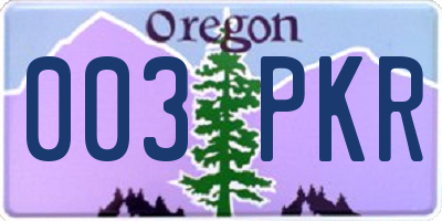 OR license plate 003PKR
