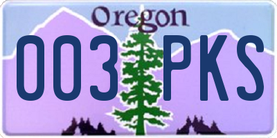 OR license plate 003PKS