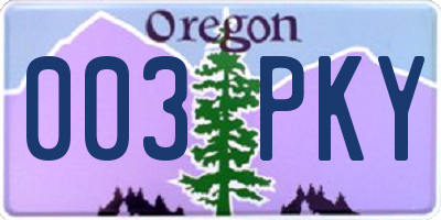 OR license plate 003PKY