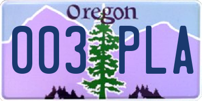 OR license plate 003PLA