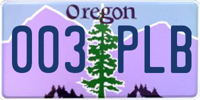 OR license plate 003PLB