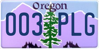 OR license plate 003PLG