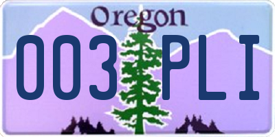 OR license plate 003PLI