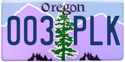 OR license plate 003PLK