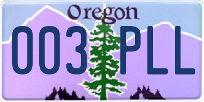 OR license plate 003PLL