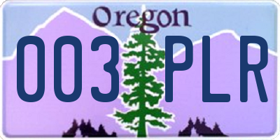 OR license plate 003PLR