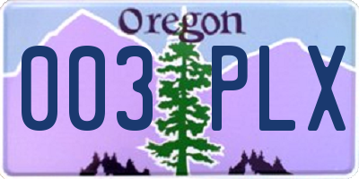 OR license plate 003PLX