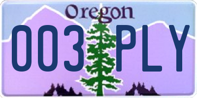 OR license plate 003PLY