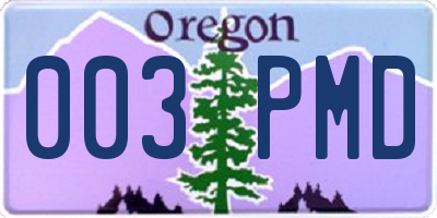 OR license plate 003PMD