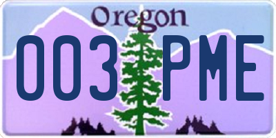 OR license plate 003PME